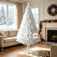 AOJU 1,2M Künstlicher Weihnachtsbaum,Weiß Christbaum Schneetanne,realistische Weihnachtsbäume Weihnachtsdekoration für Zuhause,Büro,Geschäft