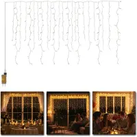 ACXIN LED Eisregen-Dekorationslicht 30M 1200LED, warmweiß, 8 Lichtmodi, synchron miteinander verbindbar, Deko Beleuchtung für Feierlichkeiten