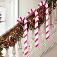 BundiGlassware 3-tlg aufblasbares Zuckerstangen-Weihnachtsdekorationsset 90 cm, Riesige Zuckerstangen in Rot und Weiß für Innen- und Außenbereich