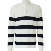 s.Oliver Strickpullover Gestreifter Baumwoll-Strickpullover mit Troyer-Kragen