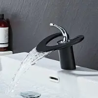 Sonstiges Wasserfall Waschtischarmatur Schwarz Einhebel Heiß- und Kaltmischer Messing Monoblock