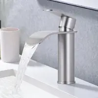 Arcora Waschtischarmatur Wasserfall-Auslauf Gebürstetes Nickel Edelstahl Einlochmontage