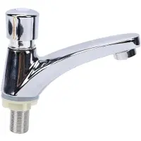 Atyhao Selbstschluss-Wasserhahn mit Zeitverzögerung verchromt Messing Push-Typ