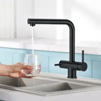 Crea 3-Wege Wasserhahn Küche Ausziehbar Edelstahl Schwarz
