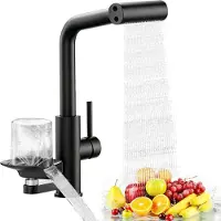 Sonstiges Küchenarmatur Ausziehbar mit Glasspüler Schwarz Edelstahl
