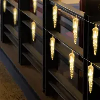 Peviasot Solar Eiszapfen Lichterkette 10 m mit 80 LED, Warmweiß, 8 Modi, Weihnachtsbeleuchtung für Innen- und Außenbereich, Garten