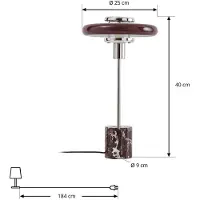 LINDBY Tischleuchte Branford, Retro, burgund, Glas/Marmor