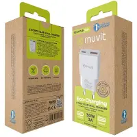 Muvit For Change Schlankes 1 Qc 3.0 18w+usb C Usb-c Wandladegerät 30w