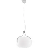 LUCANDE Hängeleuchte Christo, Ø 42 cm, chrom/weiß, Glas