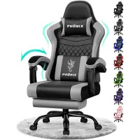 Aiibot Gaming Stuhl Bürostuhl Ergonomisch Schreibtischstuhl Bürostuhl 150 kg Drehstuhl mit Lordosenstütze, Gaming Sessel 90°-165° und Wippfunktion