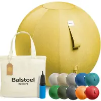 Dripio Sitzball 65 cm – Ergonomischer Yogaball mit Linnenbezug – Gelb