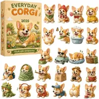 Beherger Hunde-Adventskalender 2026, 24 Tage, Acryl, 2D, Corgi-Sammlerstücke, für Weihnachtsdekoration, Heimdekoration & Festgeschenk