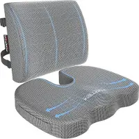 Unyqoos Ergonomisches Sitzkissen U-Form, 100% Memory-Schaum, Rücken- & Steißbeinstütze, abnehmbare waschbare Hülle, für Bürostuhl, Auto & Rollstuhl