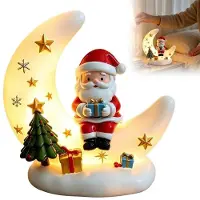 Novzep Weihnachts deko, Weihnachtsdeko Innen, Mond-Nachtlicht mit Weihnachtsmann, USB, Warmweiß