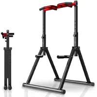 Merkloos Klimmstange Dipstation Klimmzugstange - 8 Höhenstufen - 100 cm breit - Klappbar - Stahlrohr