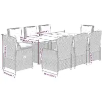 vidaXL 9-tlg. Garten-Essgruppe mit Kissen Grau Poly Rattan