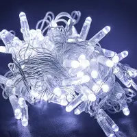 Eikuavons Lichterketten 10 m mit 100 LED, Kaltweiß, 8 Modi, IP44, 31 V, weißer Ummantelung, für Weihnachten und Garten