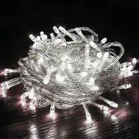 Eikuavons Lichterketten 500 LED, 100 m, Kaltweiß, 31 V, 8 Modi, IP44, mit weißer Ummantelung, mit 5 m Zuleitung
