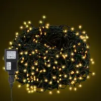 Vigevee Lichterketten 300 LED, 30 m, Warmweiß, 31 V, 8 Modi, IP44, mit schwarzem Kabel, mit 5 m Zuleitung, für Weihnachten