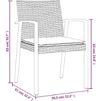 vidaXL 9-tlg. Garten-Essgruppe mit Kissen Poly Rattan und Stahl