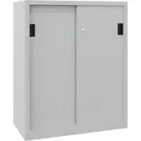 PAVOY Schiebetürenschrank, 1200x1000x600 mm, 2 Böden gepulvert, RAL 7035