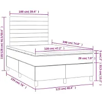 vidaXL Boxspringbett mit Matratze & LED Dunkelgrau 120x190 cm Stoff