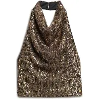 Superdry Cowl Halter Sequin ärmellose Bluse