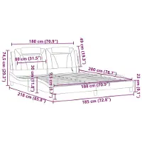 vidaXL Bettgestell "Viana" mit LED ohne Matratze Grau 180x200 cm
