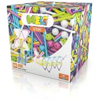 Meli Stik Pink Konstruktionsbausteine – 600 Teile (400 Verbinder 8 cm, 200 Kugeln 1,5 cm, Pastellfarben Rosa/Blau/Weiß/Gelb/Grün) – BPA-frei, ab 3 Jahren, CE & EN71