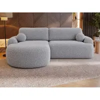 GRAINGOLD Ecksofa L-Form Aurio Links - Ecksofa mit Schlaffunktion, Bettkasten - Moderne Ecksofa, Wohnzimmer Sofa - Eckcouch Grau (Lambi 11)
