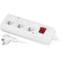 JONEX 3-fach-Steckdosenleiste mit Schalter, 3 m, 10 A, Schutzkontakt, weiß