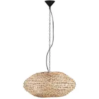 Nova Luce Pendelleuchte Bola E27 Schwarz Beige Textil Rattan Ø58cm 9586523