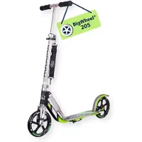 Merkloos Scooter Tretroller Stadtroller - Aluminium - Schwarz/Grün - Höhenverstellbarer Lenker - Max. 100 kg