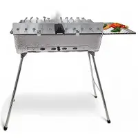 Grillpeter Mangal Astana Deluxe 11er Spießdreher 230V Motor Deckel Grillrost Ablage