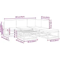 vidaXL 6-tlg. Gartensofa-Set mit Kissen Holz Akazie & Seil