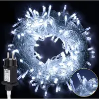 Fiqops Faziango 20M LED Lichterkette 200LEDs 8 Modi mit Memory Funktion, Weihnachten Party Garten Bedienung Funkelnder Sterneffekt Deko Transparent Kabel Kaltweiß