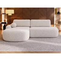 GRAINGOLD Ecksofa L-Form Links Aurio O - Ecksofa mit Schlaffunktion und Bettkasten - Moderne Ecksofa, Wohnzimmer Ecksofa - Eckcouch Creme (Lambi 01)