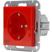 Kopp 940012004 HK07 - Schutzkontakt-Steckdose, erhöhter Berührungsschutz, Aufdruck ”EDV”, Farbe: rot