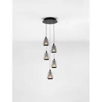 Nova Luce LED Pendelleuchte Alish dimmbar 40W warmweiss 3000K Rauchgrau Schwarz Glas Metall Ø33cm 9416969