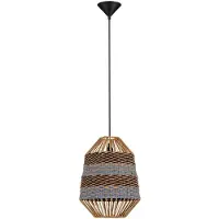 Nova Luce Pendelleuchte Copos E27 Natur Blau Schwarz Stahl Seil Ø30cm 9586609