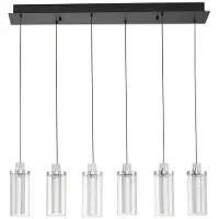 Nova Luce LED Pendelleuchte Lune dimmbar 44W warmweiss 3000K Schwarz Chrom Stahl Glas 81x20cm 9520012