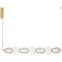 Nova Luce LED Pendelleuchte Movil dimmbar 42W warmweiss 3000K Opal Platingold Glas Metall 110x17cm 9030539