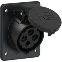 Pce 414-6ttf8x CEE-Anbausteckdose schräg (80x97mm) 16A 4p 6h IP44/IP54 TT schwarz 4146ttf8x