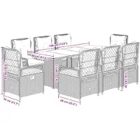 vidaXL 9-tlg. Garten-Essgruppe mit Kissen Grau Poly Rattan