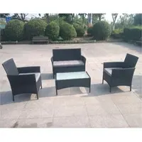 HTI Gartenmöbel Schwarz 4-teiliges Set Wiebke