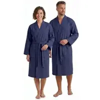 NYVI Bademantel NYVISpa Waffelpique - Unisex Saunamantel für Damen & Herren aus 100% Baumwolle - luftig leichter & atmungsaktiv Größe:2XL;Farbe:Navyblau