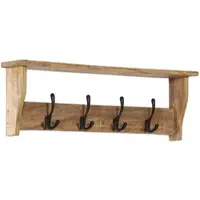 Helloshop26 - Praktische Wandgarderobe mit Ablage 85 x 26 x 12 cm aus natürlichem Mangoholz