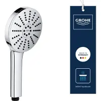GROHE Vitalio Joy+ 120, wassersparender Duschkopf mit Boost-Funktion für mehr Strahlpower, 6l pro Min (Handbrause mit 3 Strahlarten inkl. AquaBooster, Universalanschluss), chrom, 1348630000