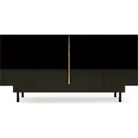 Dancan Artemisa Hochglanz Möbel / Kommode Mit Goldenem Akzent / Hochglanz / 4 Türen / 163 Cm / Schwarz