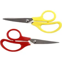 Creotime kinderschere rot/gelb 12,5 cm gerade und linkshändig spitz 12 Stück